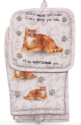 DOG & CAT 3 Piece Oven Mitt & Tea Towel Set By E&S Pets (CHOOSE BREED) - Novelty Socks And Slippers
