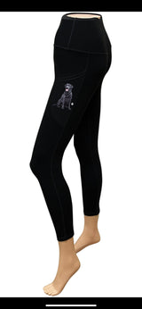 URBAN ATHLETICS Ladies BLACK LABRADOR High Rise Leggings With Pockets E&S Pets - Novelty Socks for Less