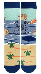 OOOH YEAH Brand Ladies BEACH & TURTLE Socks ‘WHAT THE SHELL ARE YOU BEACHES LOOKING AT?’ - Novelty Socks And Slippers