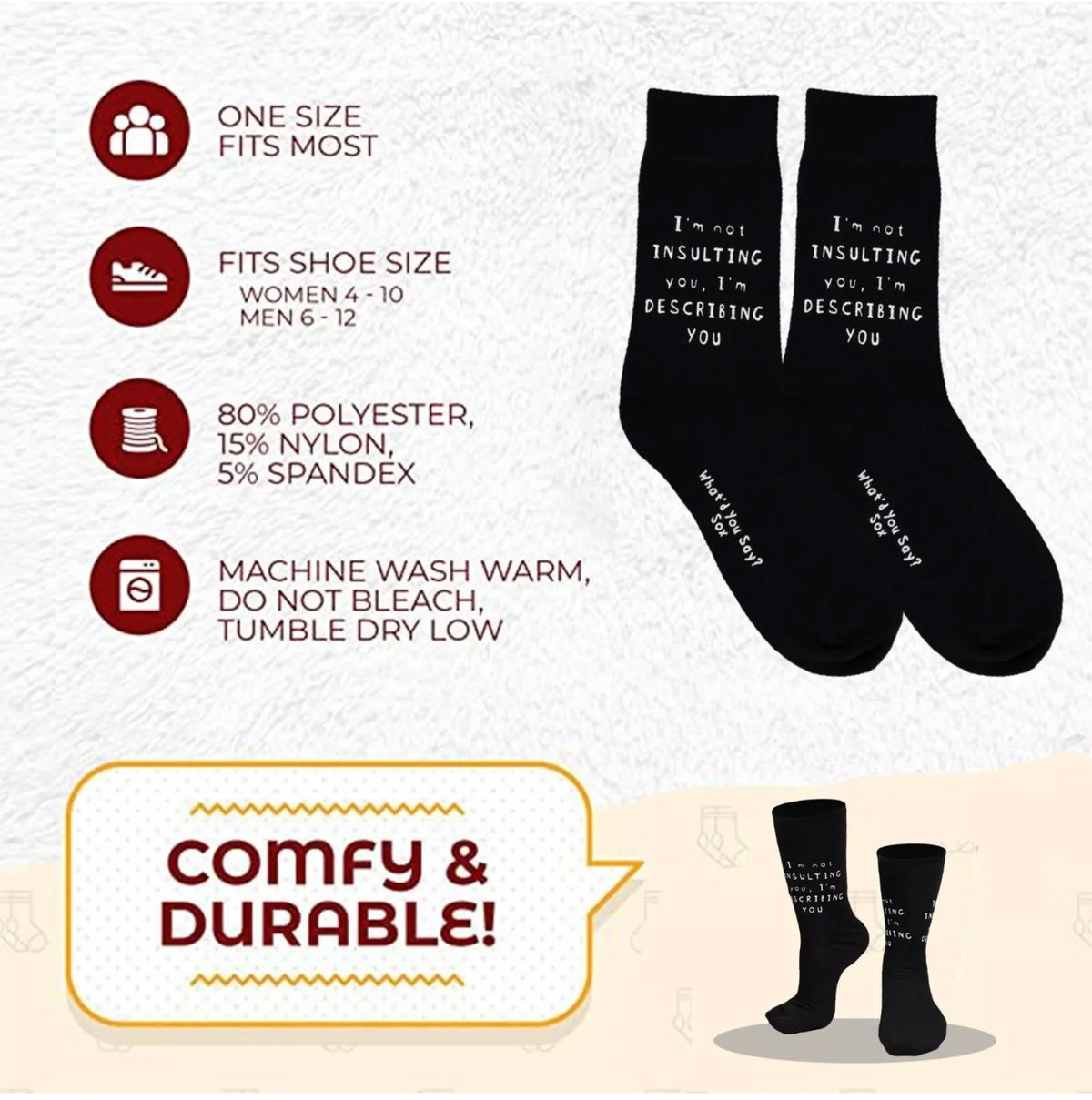 WHAT’D YOU SAY Brand Unisex ‘SOMETIMES I TELL MYSELF THE JAIL TIME ISN’T WORTH IT’ Socks - Novelty Socks And Slippers