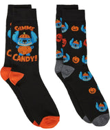 DISNEY LILO & STITCH Men’s HALLOWEEN 2 Pair Of Socks ‘GIMME CANDY!’ - Novelty Socks And Slippers