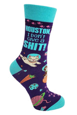 HOUSTON I DON’T GIVE A SHIT Ladies Space Cats Socks Fabdaz Brand