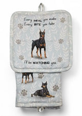 DOG & CAT 3 Piece Oven Mitt & Tea Towel Set By E&S Pets (CHOOSE BREED) - Novelty Socks And Slippers