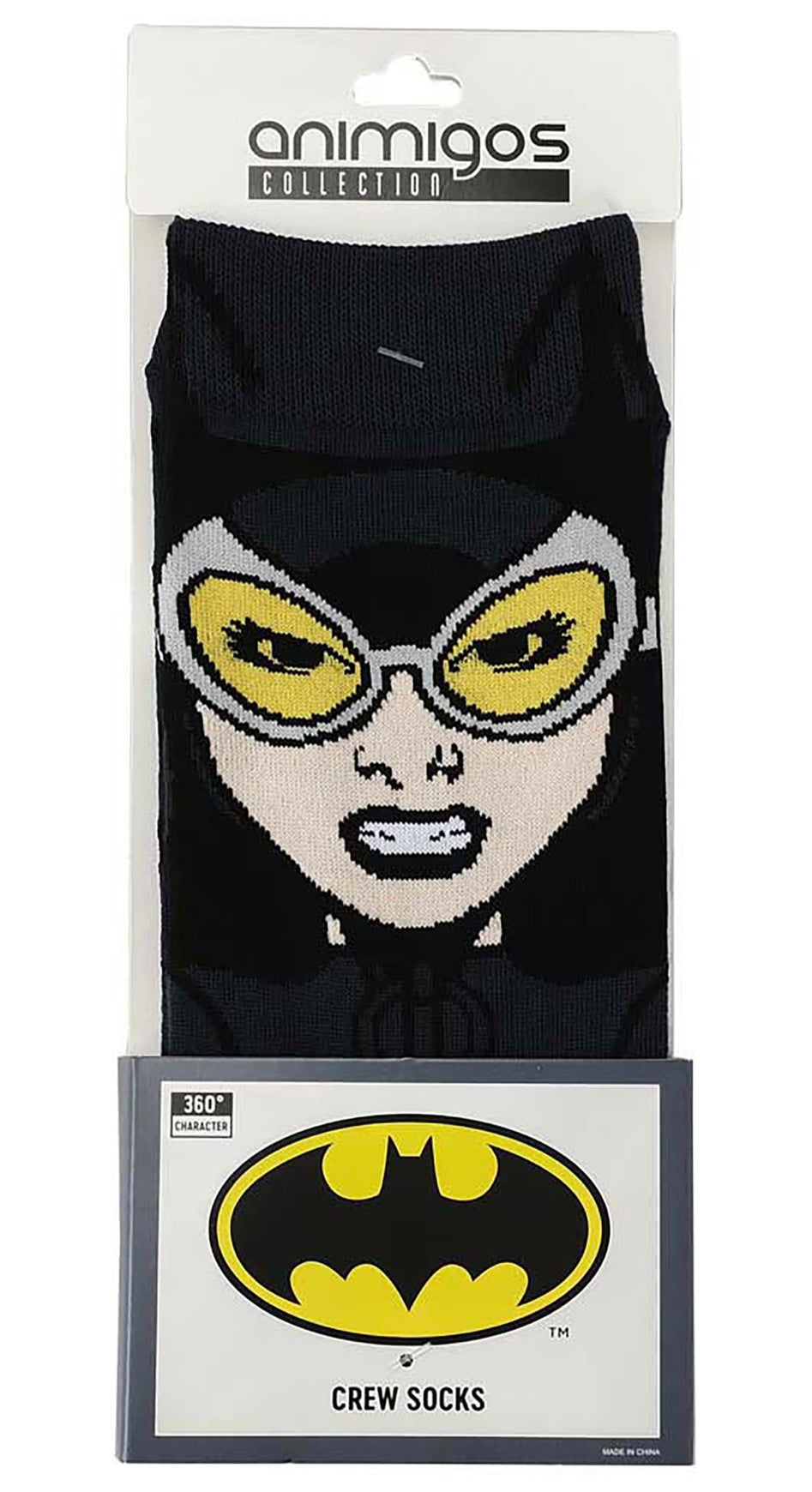 DC COMICS BATMAN Men’s CATWOMAN 360 Crew Socks BIOWORLD Brand THE BATMAN - Novelty Socks And Slippers