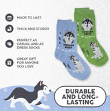 FOOZYS Brand Ladies 2 Pair Of SIBERIAN HUSKY Socks - Novelty Socks And Slippers