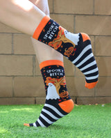 GROOVY THINGS Brand Ladies HALLOWEEN Socks ‘SPOOKY BITCH’ - Novelty Socks And Slippers