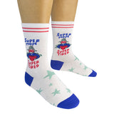 SUPER MOM SUPER TIRED Adult Unisex Socks FUNATIC Brand - Novelty Socks And Slippers