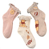 DISNEY WINNIE THE POOH Ladies Autumn Fall 3 Pair Of Ruffled Cuff Socks