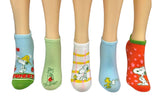 PEANUTS Ladies 5 Pair Of SNOOPY & WOODSTOCK No Show Socks With STRAWBERRIES