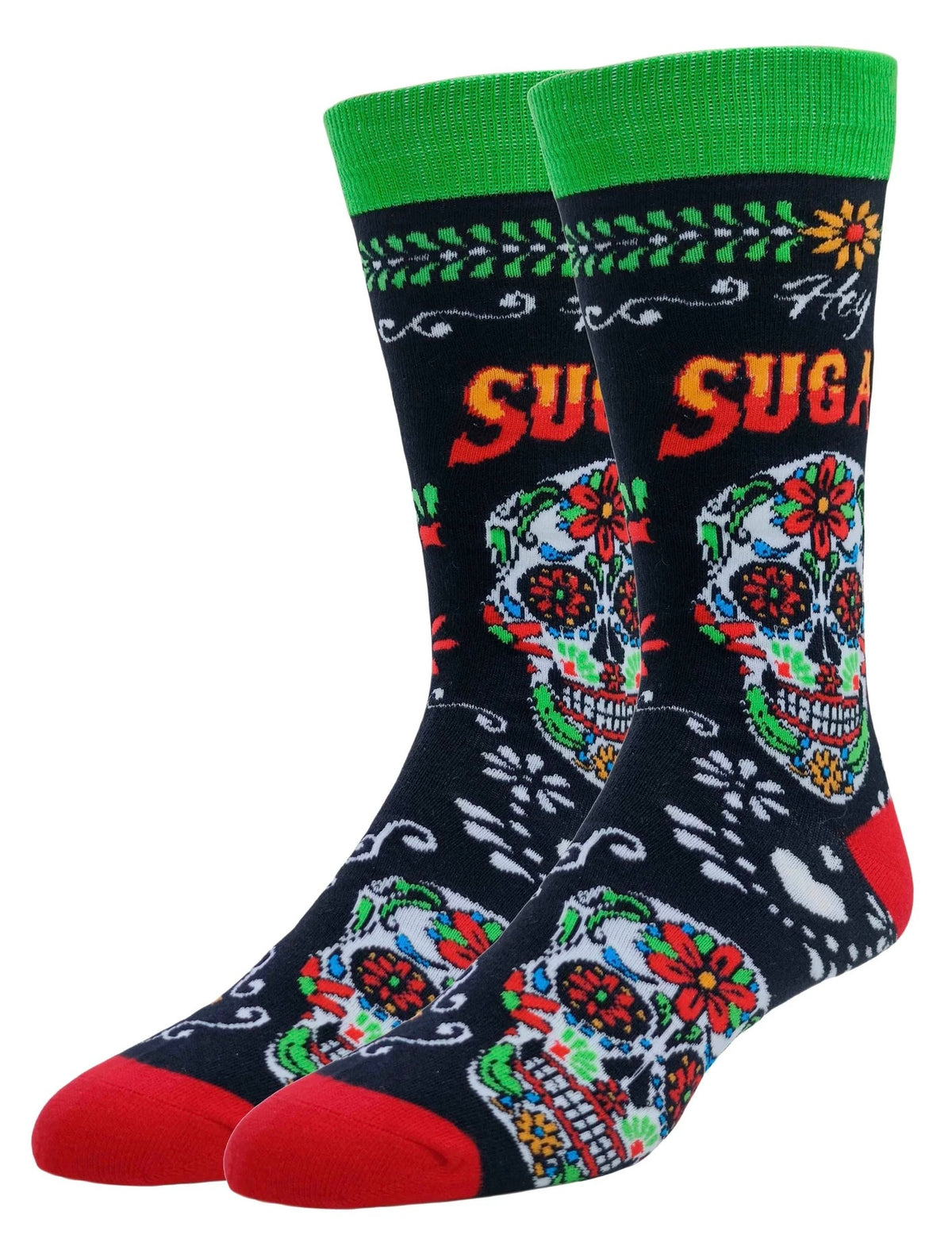 OOOH YEAH Brand Men’s DAY OF THE DEAD Sugar Skull Socks ‘HEY SUGAR’ - Novelty Socks And Slippers