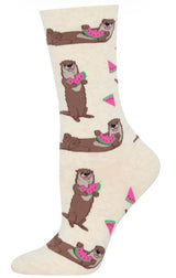 OTTERMELON Ladies Otters & Watermelon Socks Socksmith Brand - Novelty Socks And Slippers