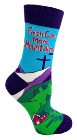 FABDAZ Brand Ladies RELIGIOUS Socks FAITH CAN MOVE MOUNTAINS - Novelty Socks And Slippers