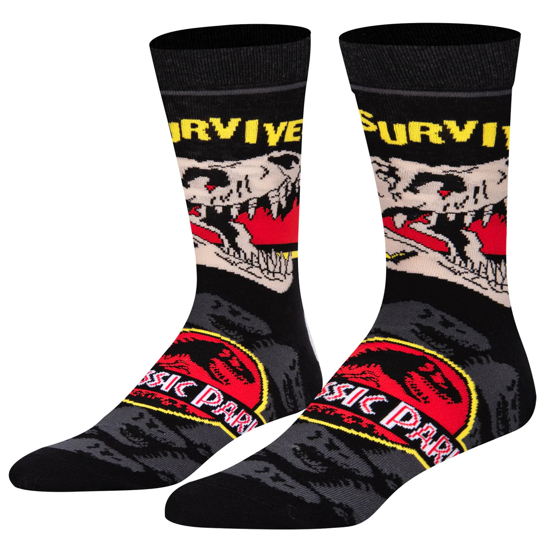 JURASSIC PARK Men’s Socks ODD SOX Brand ‘I SURVIVED JURASSIC PARK’ - Novelty Socks And Slippers