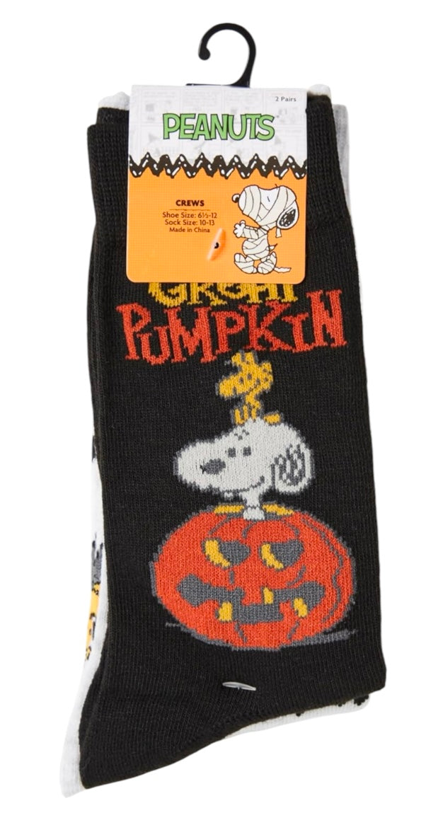 PEANUTS Men’s HALLOWEEN 2 Pair Of Socks ‘GREAT PUMPKIN’ - Novelty Socks And Slippers
