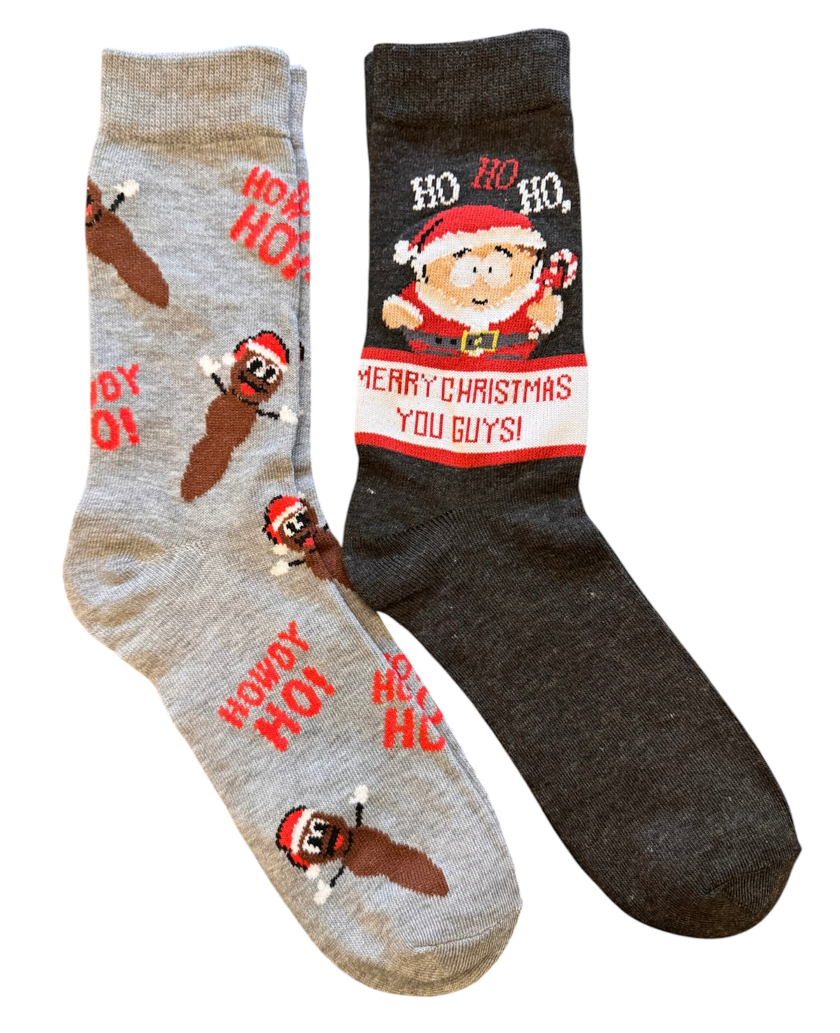 SOUTH PARK Men’s 2 Pair Of CHRISTMAS Socks Mr. HANKEY ‘HOWDY HO’ 'MERRY CHRISTMAS YOU GUYS'