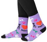 FOOZYS BRAND Ladies 2 Pair Of 'I LOVE MY MUTT' Socks - Novelty Socks And Slippers