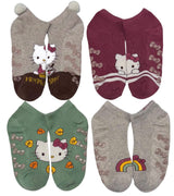 HELLO KITTY Ladies 4 Pair Of Holiday Thick No Show Gripper Bottom Socks (Choose Holiday)
