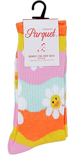 PARQUET Brand Ladies FLOWERS & MUSHROOM Athletic Crew Socks (CHOOSE PATTERN) - Novelty Socks for Less