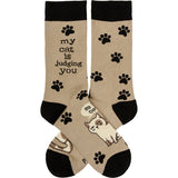 MY CAT IS JUDGING YOU SO BE COOL Unisex Adult Socks PRIMITIVES BY KATHY