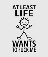 AT LEAST LIFE WANTS TO FUCK ME Kitchen Tea Towel HEY NOW Brand By Fabdaz - Novelty Socks And Slippers