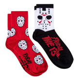 FRIDAY THE 13th LADIES 2 Pair Of HALLOWEEN SOCKS JASON & BLOOD SPLATTER (Choose Style)