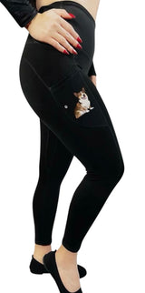 URBAN ATHLETICS Ladies WELSH CORGI High Rise Leggings With Pockets E&S Pets - Novelty Socks And Slippers