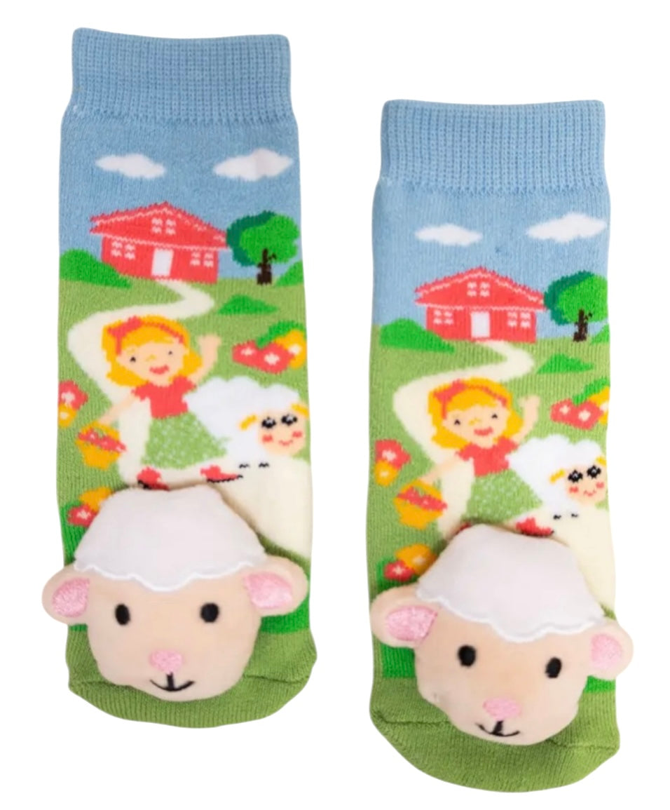 MESSY MOOSE Brand Unisex Baby MARY HAD A LITTLE LAMB Gripper Bottom Socks - Novelty Socks And Slippers
