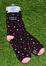 GROOVY THINGS Brand Ladies FUCK IF I KNOW Socks - Novelty Socks And Slippers