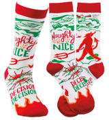 PRIMITIVES BY KATHY Unisex Christmas Socks 'NAUGHTY OR NICE' 'DECISION DECISION' - Novelty Socks And Slippers