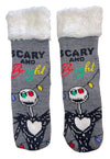 DISNEY NIGHTMARE BEFORE CHRISTMAS Ladies Sherpa Lined Slipper Socks JACK SKELLINGTON ‘SCARY & BRIGHT’