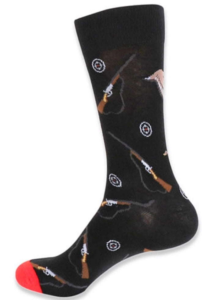 Parquet Brand Men’s HUNTING Socks SHOTGUNS, TARGETS - Novelty Socks And Slippers