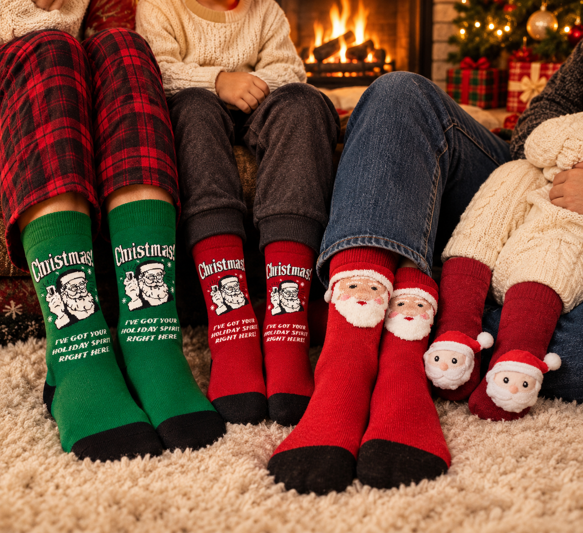 I'VE GOT YOUR HOLIDAY SPIRIT RIGHT HERE Socks (CHOOSE MEN Or WOMEN) CHRISTMAS SPIRIT SOCKSMITH Brand