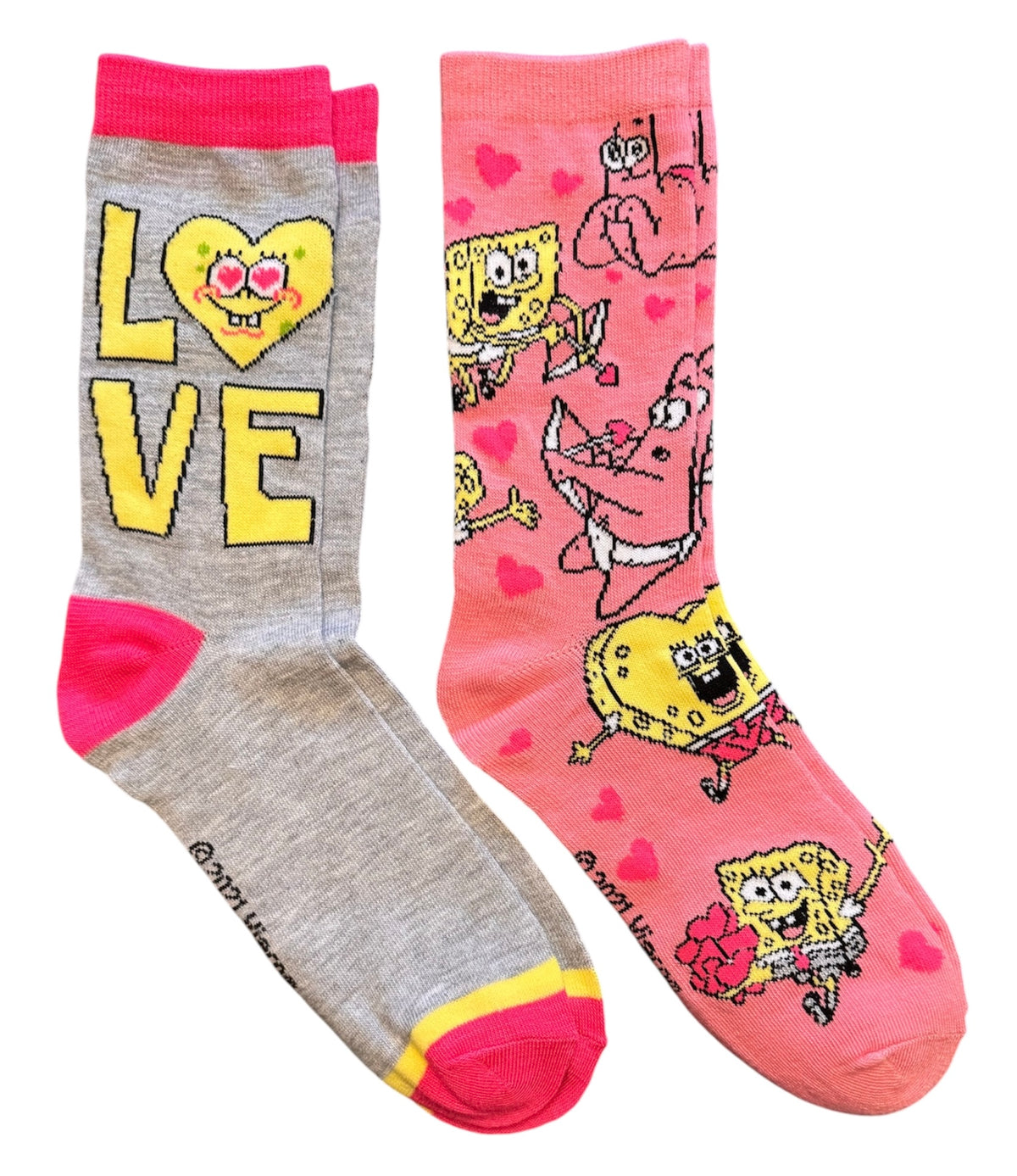 SPONGEBOB SQUAREPANTS Ladies 2 Pair Of VALENTINES DAY SOCKS ‘LOVE’