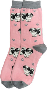 BLACK & WHITE SHIH TZU Dog Adult Unisex Socks By E&S Pets Choose Style