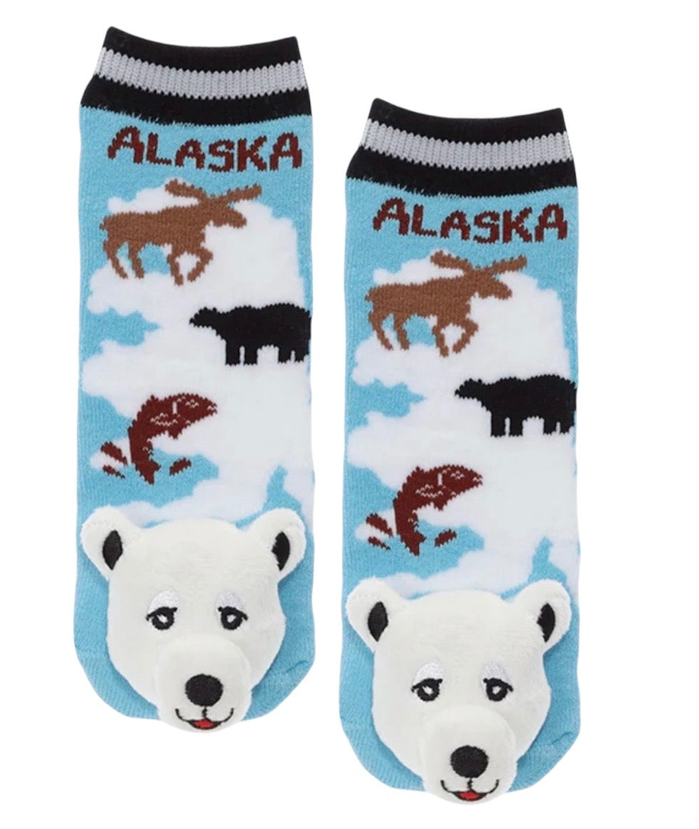 ALASKA POLAR BEAR Toddler Unisex Gripper Bottom Socks MESSY MOOSE Brand - Novelty Socks And Slippers