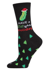 HAVE A DILL-IGHTFUL HOLIDAY Ladies Christmas Pickle Socks MeMoi Brand - Novelty Socks And Slippers