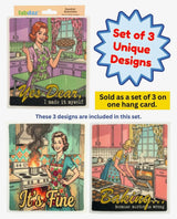 CRAZY RETRO WIFE Set Of 3 Sassy Swedish Dishcloths ‘Yes Dear, I Made It Myself’ With Middle Finger