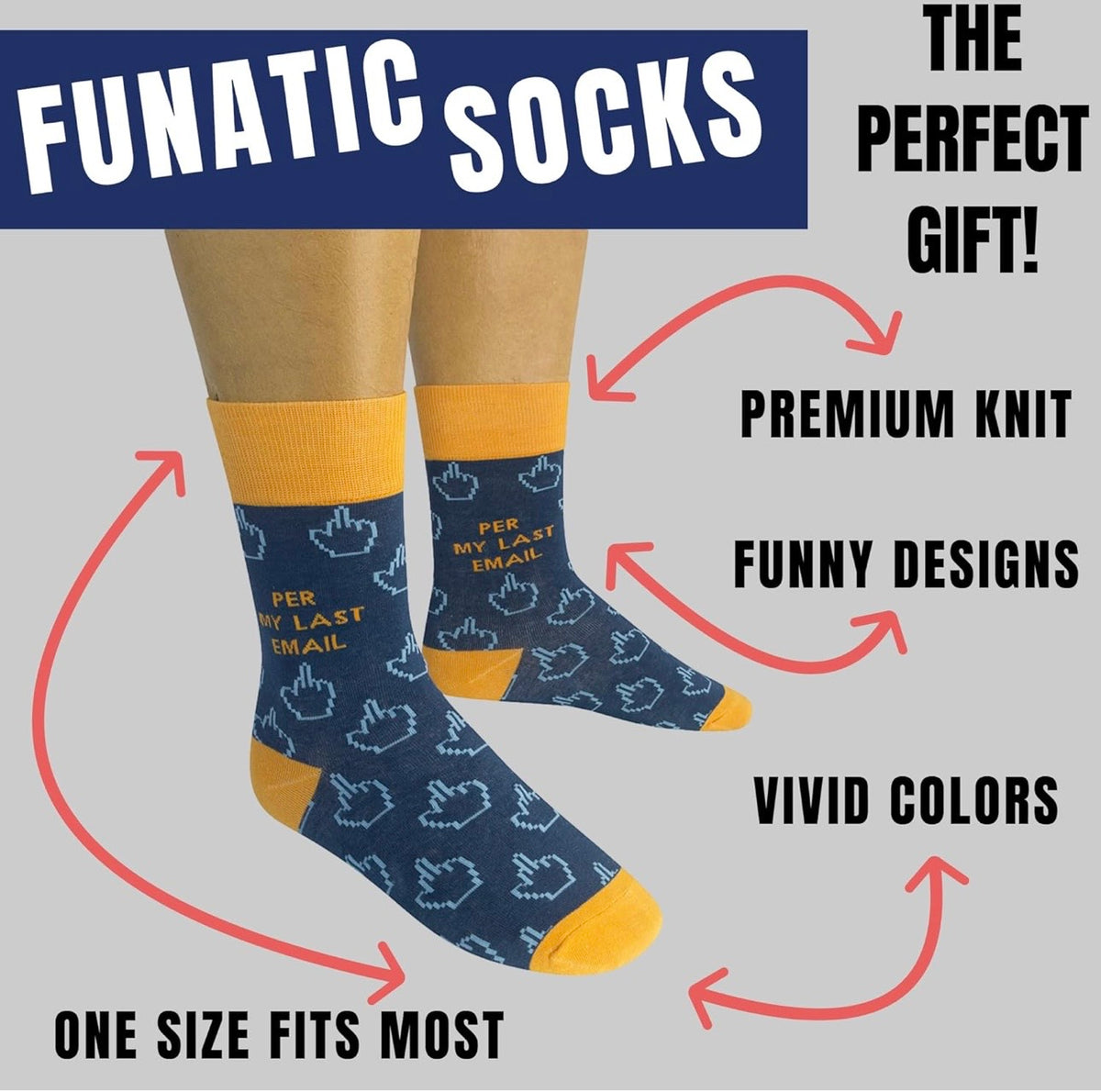PER MY LAST EMAIL Adult Unisex MIDDLE FINGER Socks FUNATIC Brand - Novelty Socks And Slippers