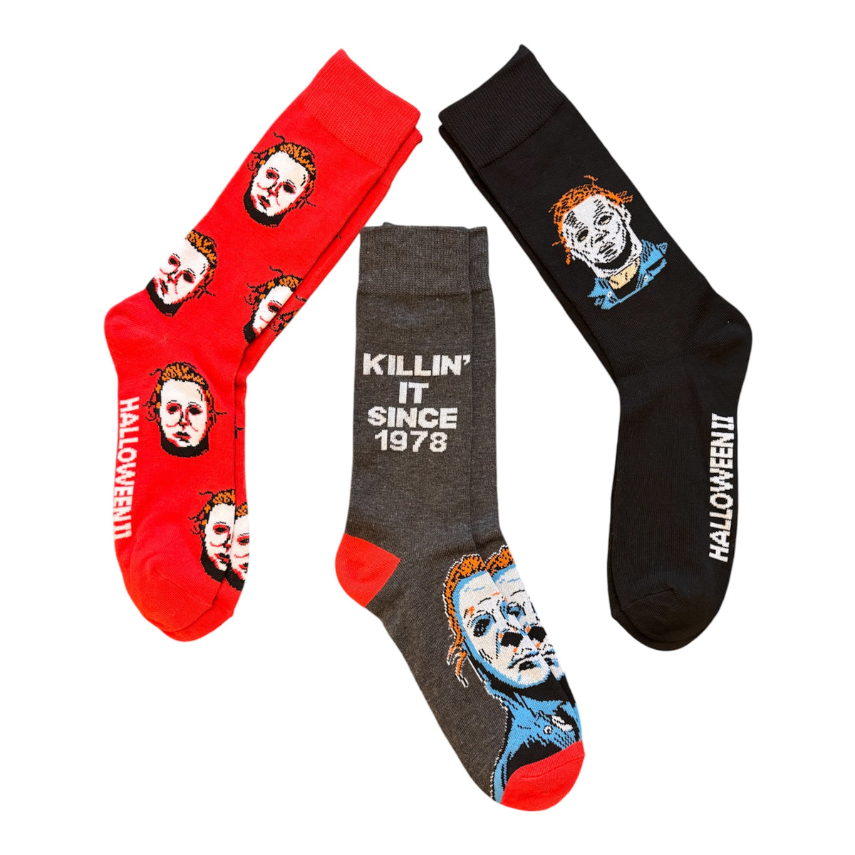 HALLOWEEN II Men’s 3 Pair Of MICHAEL MYERS Socks ‘KILLIN’ IT SINCE 1978’