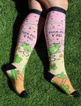 FUCK ALL Y’ALL Ladies 15-20 mmHg Compression Socks GROOVY THINGS Brand - Novelty Socks And Slippers