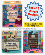 SASSY FUNNY CAT Sayings Set Of 3 Swedish Dishcloths ‘DOGS HAVE OWNERS. CATS HAVE STAFF. I KNOW MY PLACE’