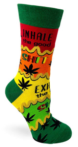 FABDAZ BRAND LADIES MARIJUANA SOCKS ‘INHALE THE GOOD SHIT EXHALE THE BAD SHIT’ - Novelty Socks for Less