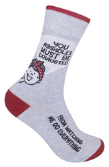 FUNATIC Brand Unisex ‘YOU ASSHOLES MUST BE EXHAUSTED FROM WATCHING ME DO EVERYTHING’ Socks - Novelty Socks And Slippers