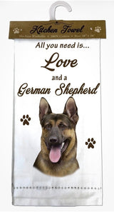 ALL YOU NEED IS LOVE & A DOG Kitchen Tea Towel By E&S Pets (Choose Breed)