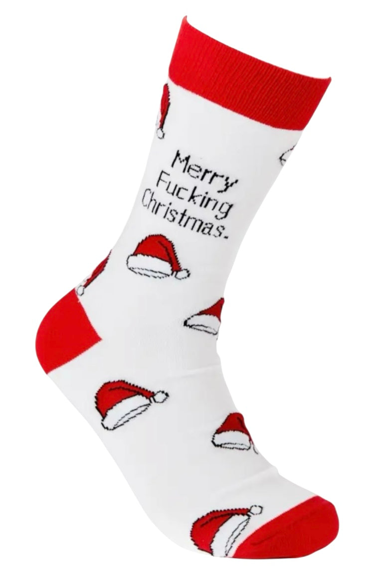 URBAN ECCENTRIC Unisex MERRY FUCKING CHRISTMAS Crew Socks - Novelty Socks And Slippers