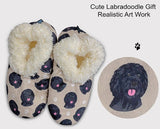COMFIES BRAND LADIES BLACK LABRADOODLE NON-SKID SLIPPERS - Novelty Socks for Less