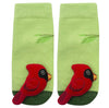 RED CARDINAL BIRD Unisex Baby Rattle Gripper Bottom Socks BOOGIE TOES Brand By PIERO Liventi - Novelty Socks And Slippers