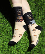 GROOVY THINGS Brand Ladies RACOON Socks ‘EAT SHIT & DIE’ - Novelty Socks And Slippers