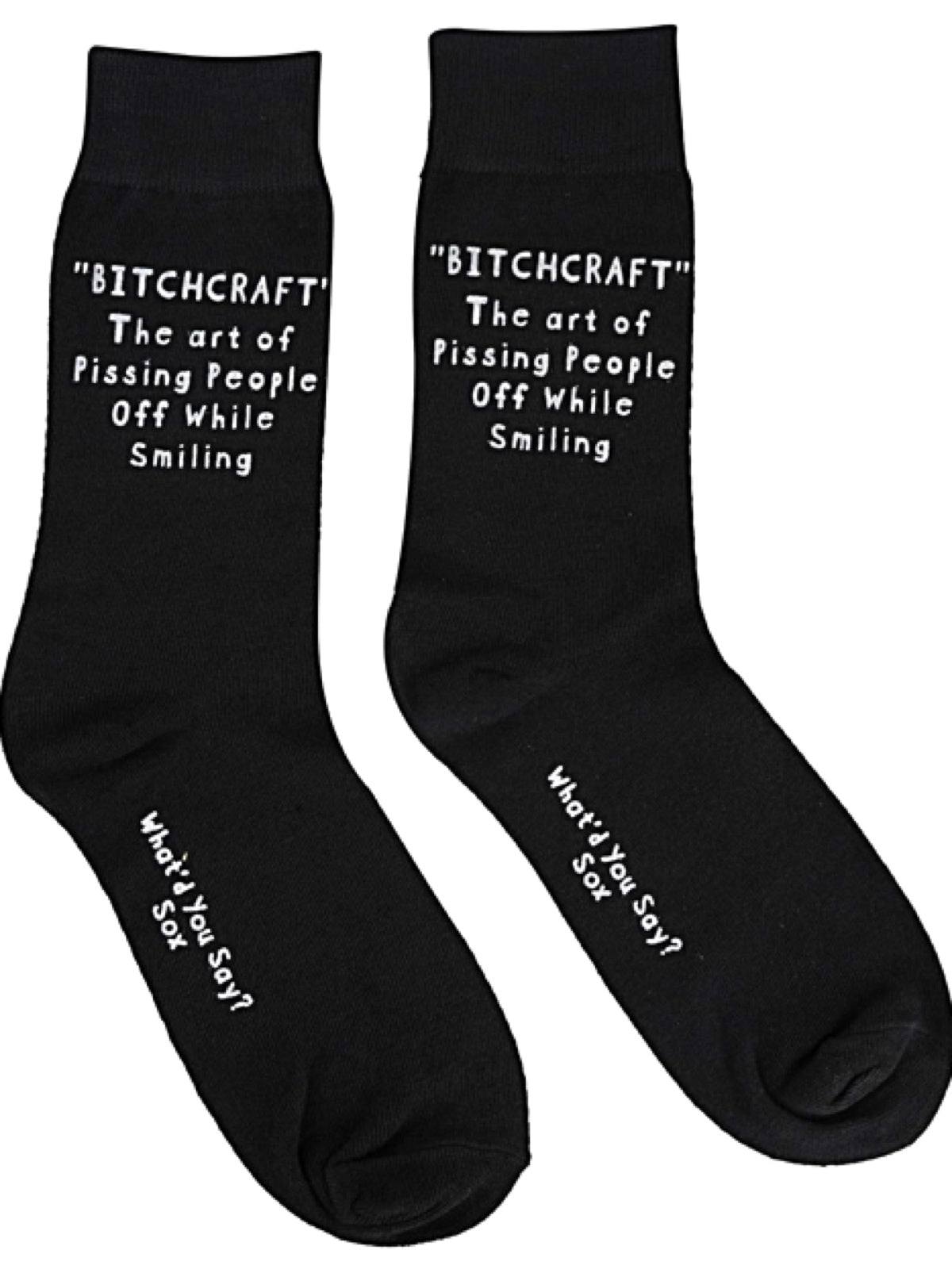 WHAT’D YOU SAY Brand Unisex ‘BITCHCRAFT THE ART OF PISSING PEOPLE OFF WHILE SMILING’ Socks - Novelty Socks And Slippers