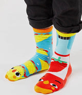 PALS SOCKS Brand Unisex TACO & HOT SAUCE Mismatched Gripper Bottom Socks (CHOOSE SIZE) - Novelty Socks And Slippers
